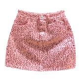 Rihnsotne embellished pink denim skirt
